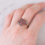 Anello vintage in oro giallo 8K con tormaline rosse, anni ‘80