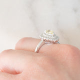 Anello ballerina vintage in platino con diamante fancy yellow (0.79ct) e diamanti (0.53ctw), anni ‘90