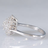Anello a fiocco di neve in oro bianco 14K con diamanti di taglio brillante (1ctw ca.), anni ‘70/‘80