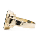 Anello vintage chevalier in oro giallo 8k con eliotropo