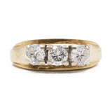 Anello vintage trilogy in oro giallo 14k con diamanti (1ct in totale), anni '70