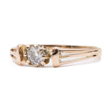 Anello antico in oro giallo 14k con diamante di taglio antico di 0,25ct