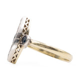 Anello vintage in oro giallo e argento con zaffiri (0,30ctw) e diamanti (0,16ctw)