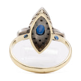 Anello vintage in oro giallo e argento con zaffiri (0,30ctw) e diamanti (0,16ctw)