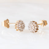 Vintage-Diamant-Blumenohrringe aus 9-karätigem Gelb- und Weißgold (ca. 0.20 ctw)