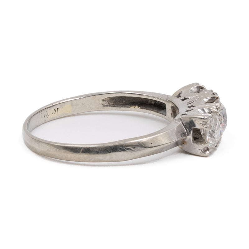 Anello vintage trilogy in oro bianco 18k con diamanti (0,83ctw), anni '70