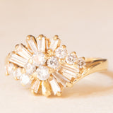 Vintage-Ballerina-Ring aus 18-karätigem Gelbgold mit Diamanten im Brillant- und Spitzschliff (ca. 0.70 ctw), 80er Jahre