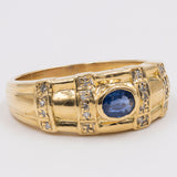 Vintage-Ring aus 18 Karat Gelbgold mit Saphir und Diamanten, 70er Jahre