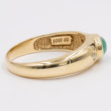 Vintage-Ring aus 14 Karat Gelbgold mit Cabochon-Smaragd und Diamant, 60er/70er Jahre