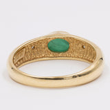 Vintage-Ring aus 14 Karat Gelbgold mit Cabochon-Smaragd und Diamant, 60er/70er Jahre
