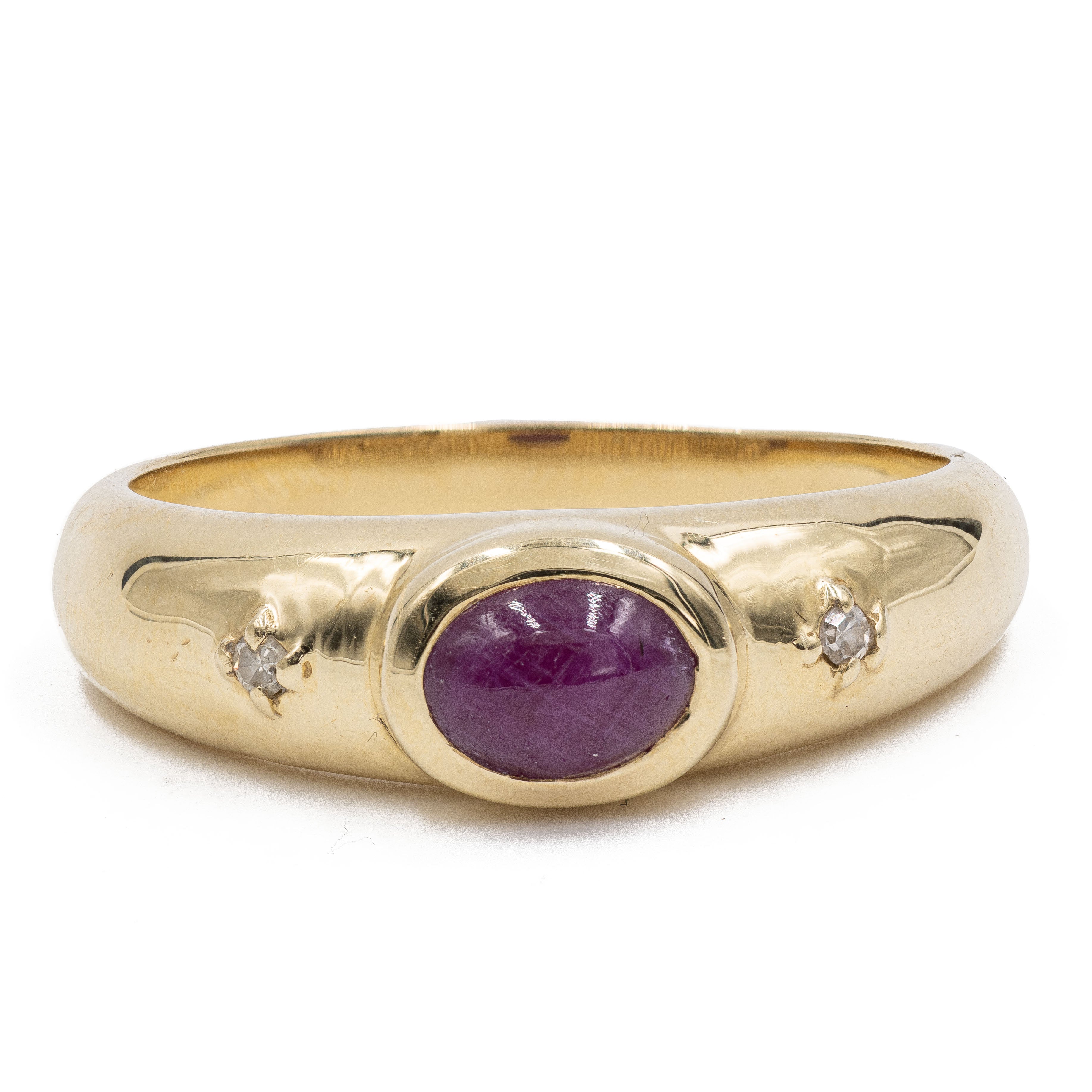 Anello Vintage In Oro Giallo 14k Con Zaffiro E Pietre Bianche, Anni '7 - Foto 10