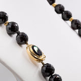 Vintage 18k yellow gold garnet and susta necklace, 50s/60s