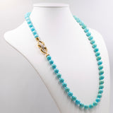 Vintage Susta-Türkis-Kugelkette aus 18 Karat Gelbgold und Diamanten (0,28 ct), 70er Jahre