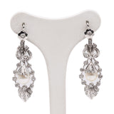 Vintage-Ohrringe aus 18-karätigem Weißgold mit Perlen und Diamanten (1.25 ctw), 60er Jahre