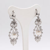 Vintage-Ohrringe aus 18-karätigem Weißgold mit Perlen und Diamanten (1.25 ctw), 60er Jahre