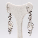 Vintage-Ohrringe aus 18-karätigem Weißgold mit Perlen und Diamanten (1.25 ctw), 60er Jahre