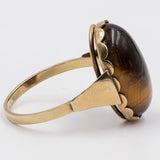 Vintage 9 Karat Gelbgold Tigerauge Ring, 70er Jahre