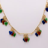 VINTAGE NECKLACE IN 18K YELLOW GOLD WITH COLORED ENAMEL, 70'S