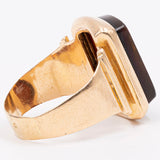 Vintage-Ring aus 18 Karat Gelbgold mit graviertem Karneol, 40er/50er Jahre