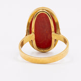 Vintage-Ring aus 18-karätigem Gold mit roter Koralle, 60er Jahre