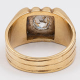 Vintage-Herrenring aus 18 Karat Gelbgold mit 1 Karat Diamant im Altschliff, 50er Jahre