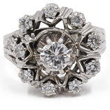 Vintage-Diamantring aus 18 Karat Gold und Platin mit einem Gesamtgewicht von 1.20 ctw, 60er Jahre