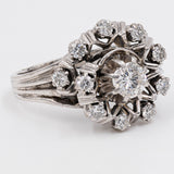 Vintage-Diamantring aus 18 Karat Gold und Platin mit einem Gesamtgewicht von 1.20 ctw, 60er Jahre