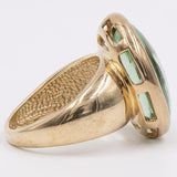 Vintage-Cocktailring aus 9 Karat Gelbgold und Fluorit, 70er Jahre