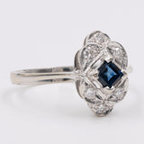 Vintage-Ring aus 14-karätigem Weißgold mit Saphir und Diamant, 60er Jahre