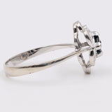 Vintage-Ring aus 14-karätigem Weißgold mit Saphir und Diamant, 60er Jahre