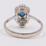 Vintage-Ring aus 14-karätigem Weißgold mit Saphir und Diamant, 60er Jahre