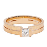 Vintage-Solitärring aus 18 Karat Gelbgold mit Diamanten im Prinzessschliff (0.25 ct), 70er Jahre