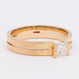 Vintage-Solitärring aus 18 Karat Gelbgold mit Diamanten im Prinzessschliff (0.25 ct), 70er Jahre