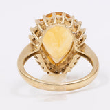 Tropfenförmiger Vintage-Ring aus 9-karätigem Gold mit Citrin und Diamanten