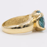 Vintage 14K Gelbgold Fluorit Cocktailring, 70er Jahre