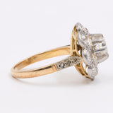 Vintage-Gänseblümchenring aus 18-karätigem Gelb- und Weißgold mit Diamanten (ca. 1.35 ctw), 50er/60er Jahre