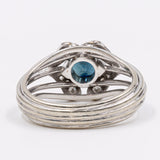 Vintage-Ring aus 14-karätigem Weißgold mit Saphir (0,70 ct) und Diamanten (0,10 ctw), 60er Jahre