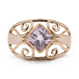 Vintage-Ring aus synthetischem rosa Spinell aus 9-karätigem Gelbgold, 70er Jahre