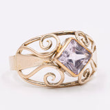 Vintage-Ring aus synthetischem rosa Spinell aus 9-karätigem Gelbgold, 70er Jahre