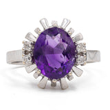 Vintage-Ring aus 14-karätigem Weißgold mit Amethyst (1.80 ct) und Diamanten (0 ctw). 08er Jahre