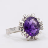 Vintage-Ring aus 14-karätigem Weißgold mit Amethyst (1.80 ct) und Diamanten (0 ctw). 08er Jahre