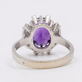 Vintage-Ring aus 14-karätigem Weißgold mit Amethyst (1.80 ct) und Diamanten (0 ctw). 08er Jahre