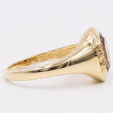 Vintage-Ring aus 14-karätigem Gelbgold mit gelbem Stein und Diamant, 70er Jahre