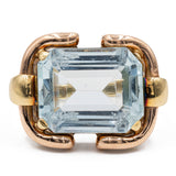 Vintage-Ring aus 14 Karat Gelbgold mit einem Aquamarin von 6.60 Karat, 70er Jahre