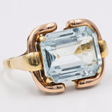 Vintage-Ring aus 14 Karat Gelbgold mit einem Aquamarin von 6.60 Karat, 70er Jahre