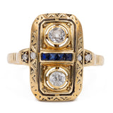 Vintage-Ring aus 14-karätigem Gelbgold mit Diamant (0.30 ct) und Saphir, 70er Jahre