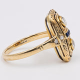 Vintage-Ring aus 14-karätigem Gelbgold mit Diamant (0.30 ct) und Saphir, 70er Jahre