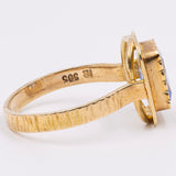 Vintage-Ring aus 14-karätigem Gelbgold mit synthetischem Saphir, 70er Jahre