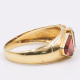 Vintage-Ring aus 14 Karat Gelbgold mit Topas, Turmalin und Diamant, 70er Jahre