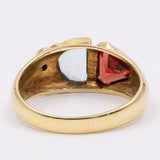 Vintage-Ring aus 14 Karat Gelbgold mit Topas, Turmalin und Diamant, 70er Jahre